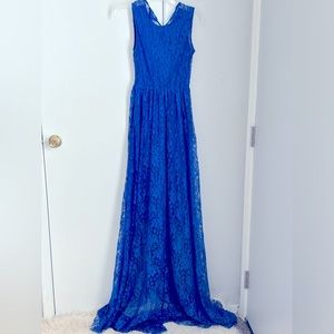 Long blue cocktail Maxi Dress